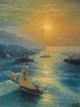 Barcos de Ivan Aivazovsky en el ataque a Feodosia Paisaje marino